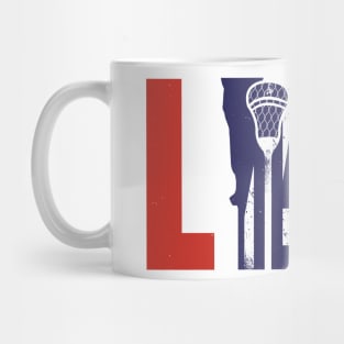 Lacrosse Player USA American Flag Mug